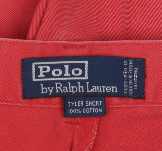 Ralph Lauren Men's Red Chino Shorts 40 Regular Pleated Cotton