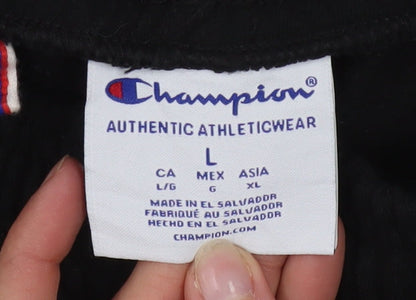 Champion Men's Black Fleece Jogger Trousers L Regular Fit