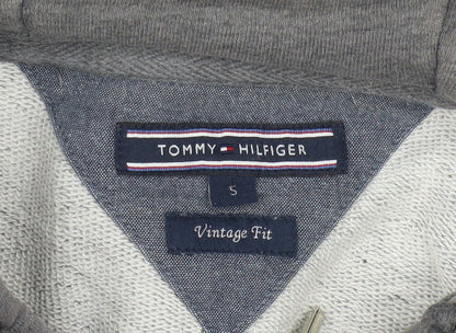 Tommy Hilfiger Men's Grey Full Zip Hoodie Small Vintage Fit Cotton Blend