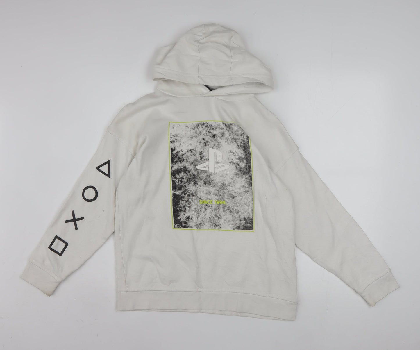 PlayStation Boys White Pullover Hoodie 10-11 Years Graphic Print Gamer Sweatshirt
