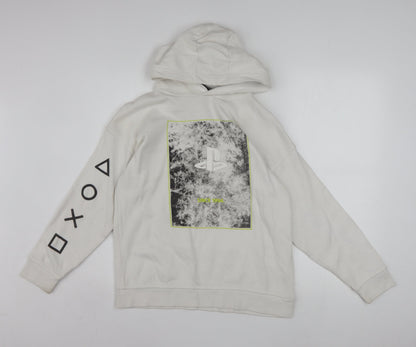 PlayStation Boys White Pullover Hoodie 10-11 Years Graphic Print Gamer Sweatshirt