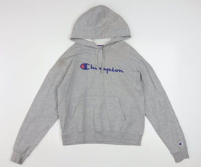 Champion Womens Grey Pullover Hoodie Small Athletic Logo Sweatshirt
