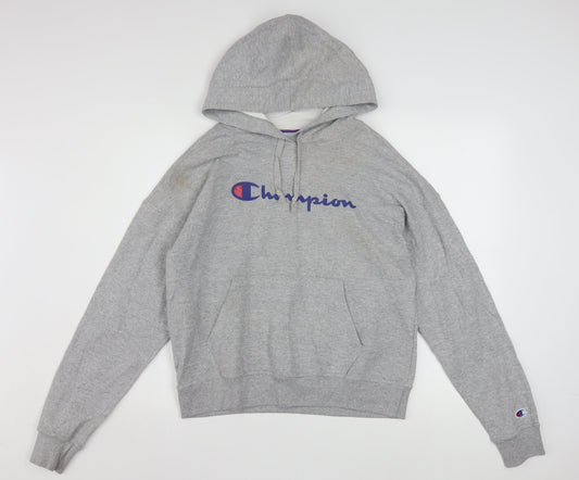 Champion Womens Grey Pullover Hoodie Small Athletic Logo Sweatshirt