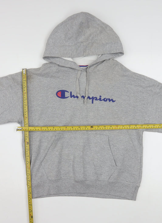 Champion Womens Grey Pullover Hoodie Small Athletic Logo Sweatshirt