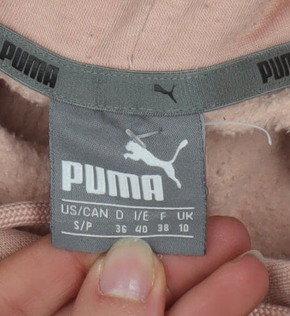 Puma Womens Pink Pullover Hoodie Size UK 10 Cotton Blend