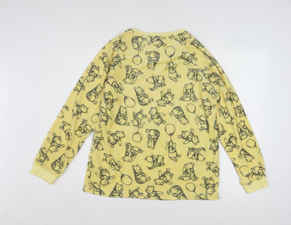 Disney Women Yellow Winnie the Pooh Long Sleeve Fleece Nightshirt Size 10-12