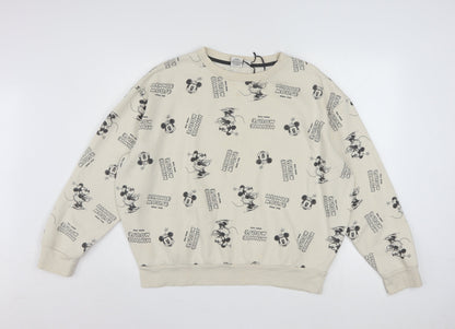 Disney Women Beige Minnie Mouse Pullover Sweatshirt L