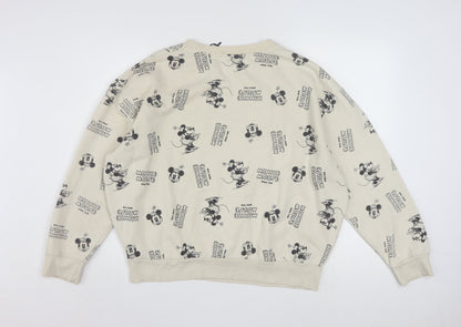 Disney Women Beige Minnie Mouse Pullover Sweatshirt L