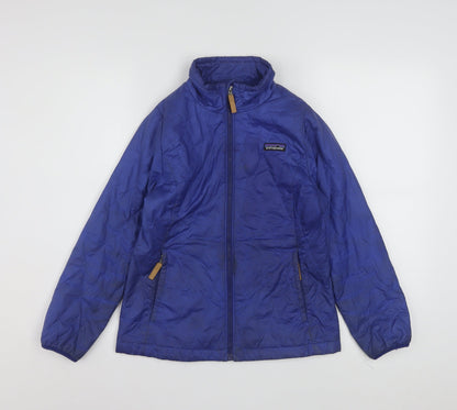 Patagonia Boys Blue Insulated Puffer Jacket Size 10 Years Full Zip Winter Coat