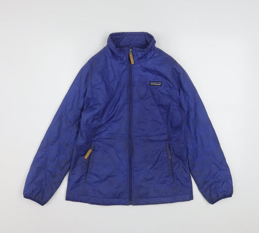 Patagonia Boys Blue Insulated Puffer Jacket Size 10 Years Full Zip Winter Coat
