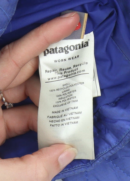 Patagonia Boys Blue Insulated Puffer Jacket Size 10 Years Full Zip Winter Coat