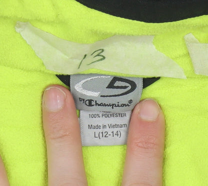 Champion Women's Black Neon Windbreaker Jacket Size 14