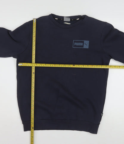 Puma Men's Navy Blue Crew Neck Sweatshirt Size S Classic Logo Pullover