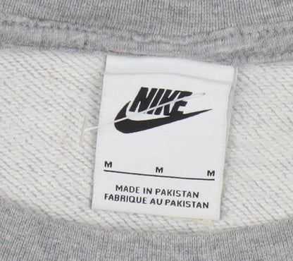 Nike Women Grey Crew Neck Sweatshirt Medium Cotton Blend