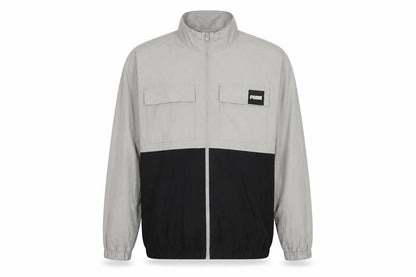 Puma Men's Grey and Black Windbreaker Jacket Size M
