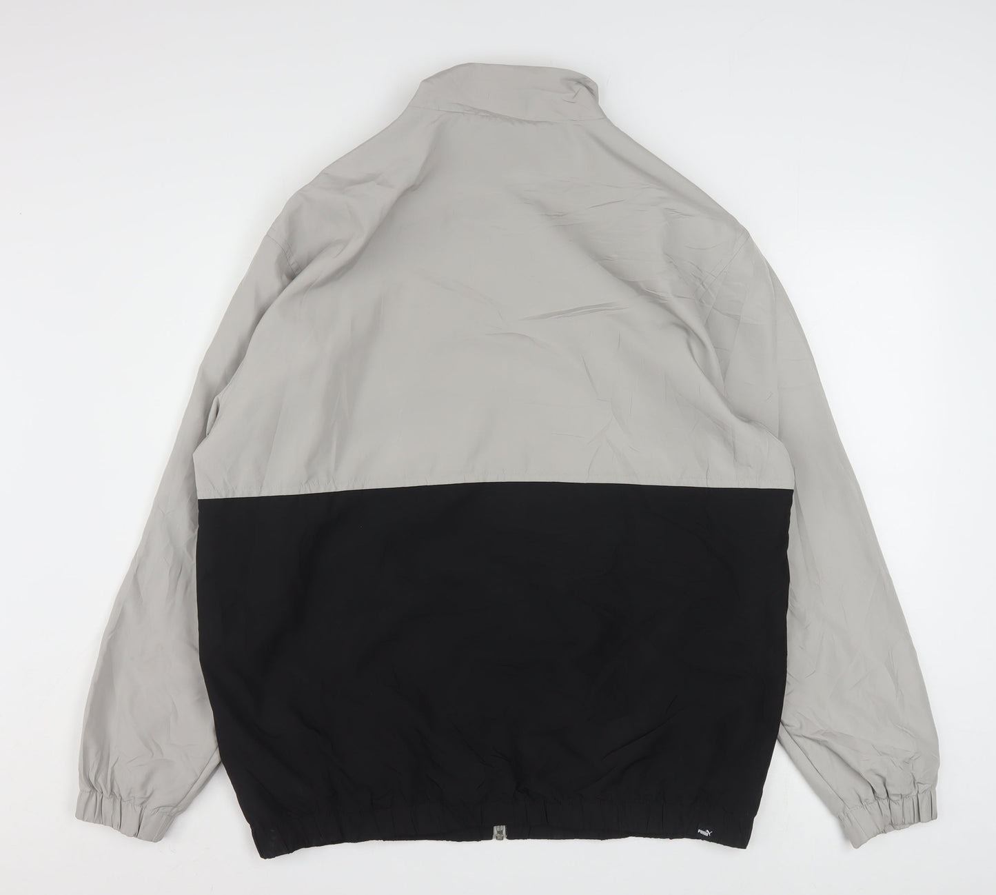Puma Men's Grey and Black Windbreaker Jacket Size M