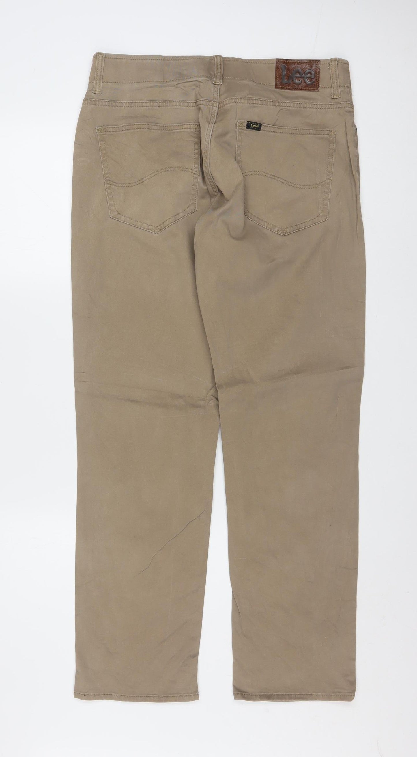 Lee Men's Beige Extreme Motion Straight Fit Trousers W32 L30