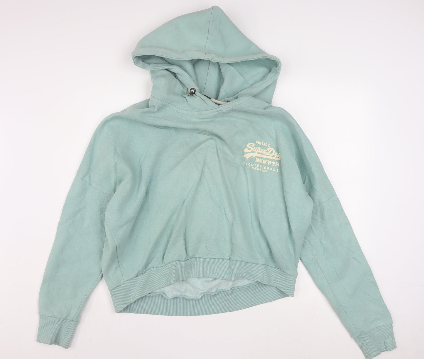 Superdry Women's Mint Green Pullover Hoodie Size 18 Graphic Print