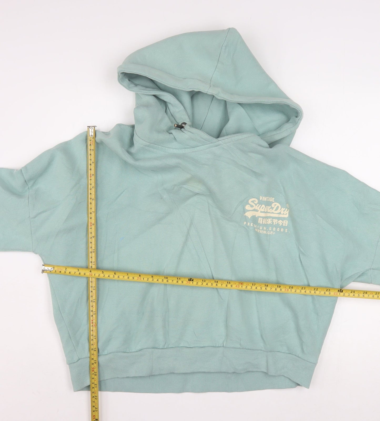 Superdry Women's Mint Green Pullover Hoodie Size 18 Graphic Print