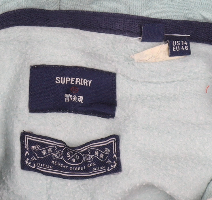 Superdry Women's Mint Green Pullover Hoodie Size 18 Graphic Print