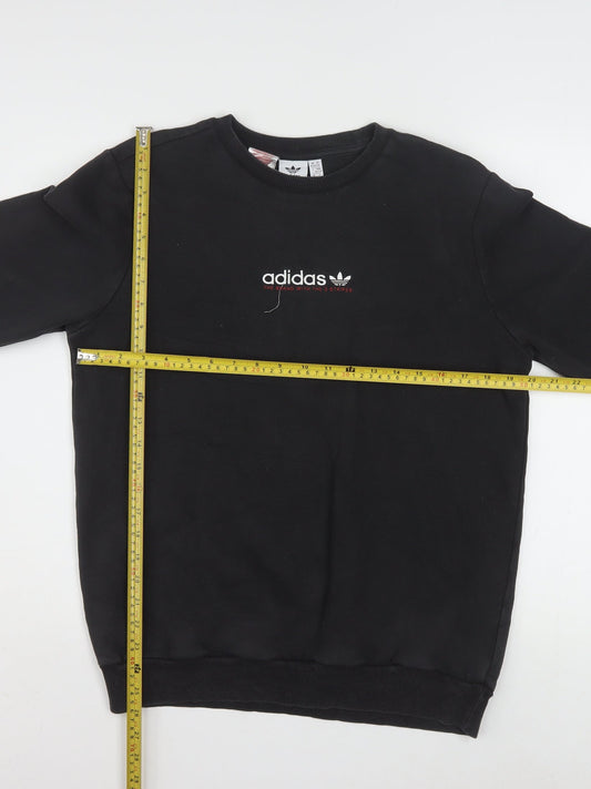 Adidas Boys Black Crew Neck Pullover Sweatshirt 15-16 Years Cotton Blend