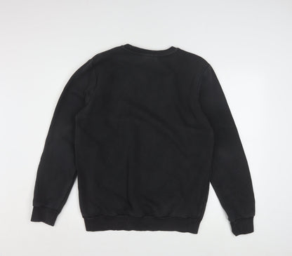 Adidas Boys Black Crew Neck Pullover Sweatshirt 15-16 Years Cotton Blend