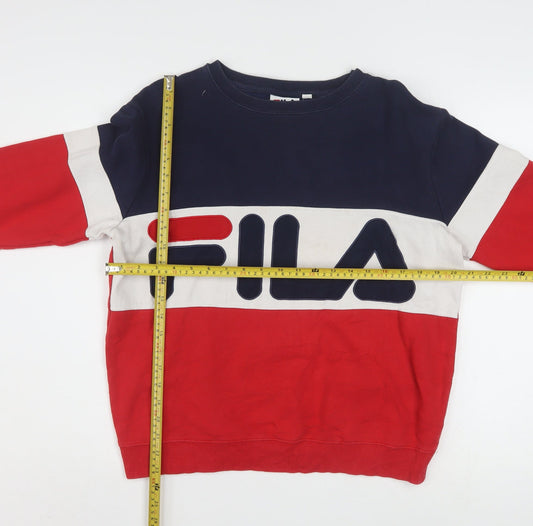 Fila Womens Red Blue Colourblock Crew Neck Sweatshirt Size 10