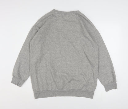 Disney Stitch Grey Women's Sweatshirt Size 12/14 Pullover Embroidered