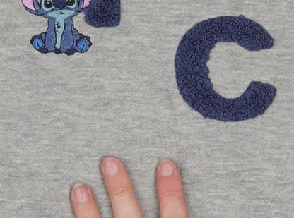 Disney Stitch Grey Women's Sweatshirt Size 12/14 Pullover Embroidered