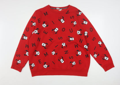 Disney Women Red Minnie Mouse Pullover Sweatshirt XL