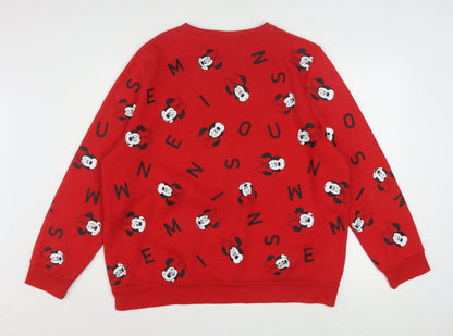 Disney Women Red Minnie Mouse Pullover Sweatshirt XL