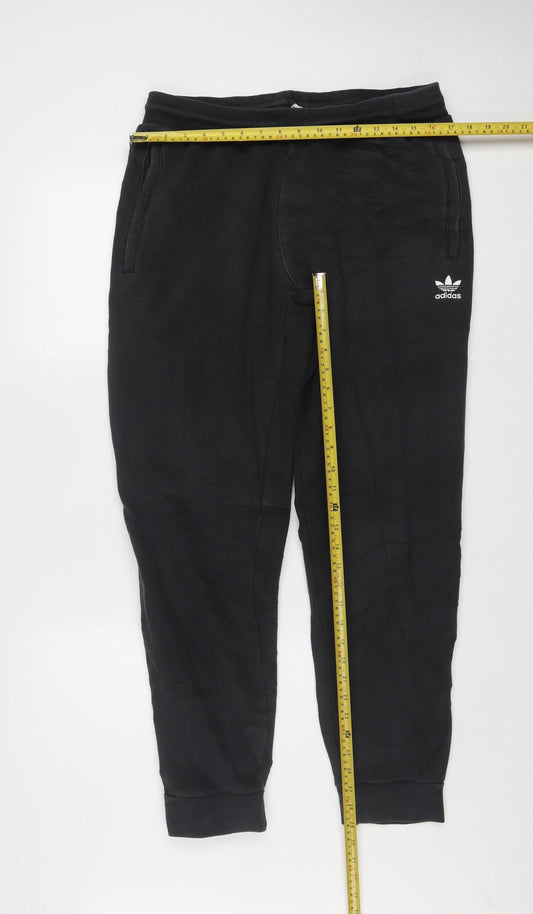 Adidas Mens Black L Jogger Trousers Cotton Blend Activewear