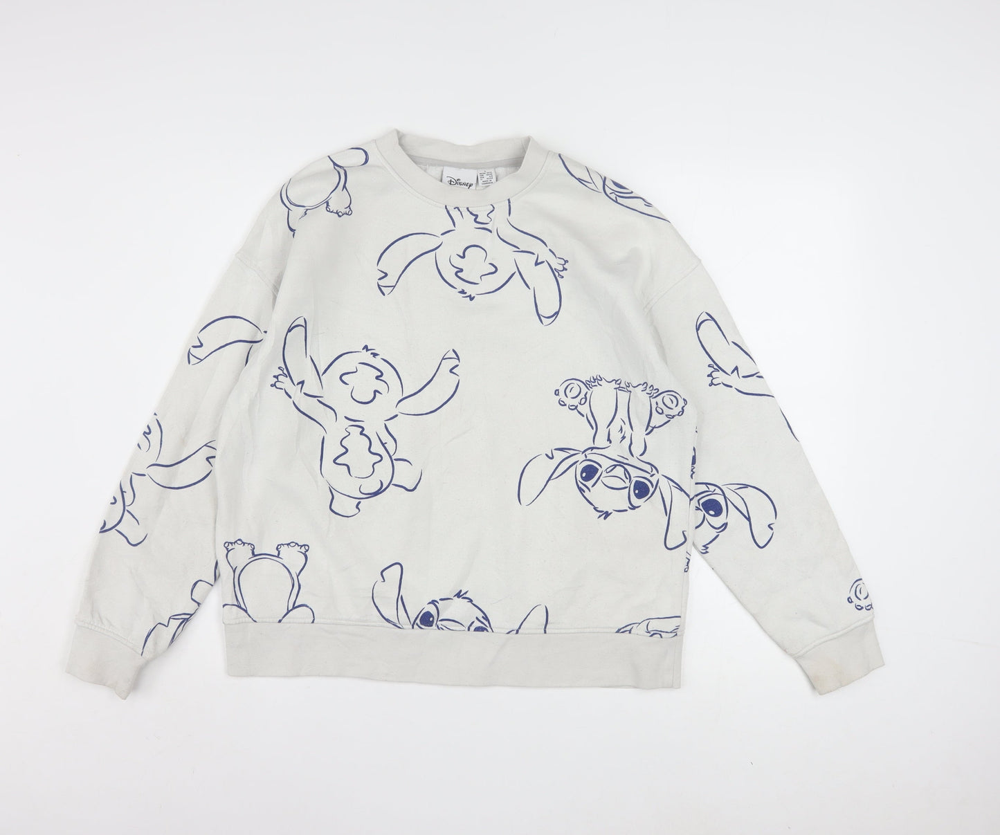 Disney Womens White Stitch Print Pullover Sweatshirt Size 10/12