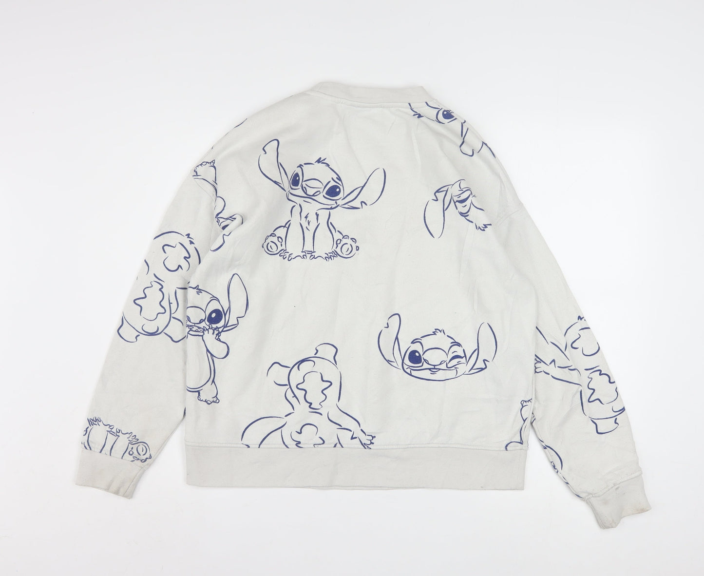 Disney Womens White Stitch Print Pullover Sweatshirt Size 10/12