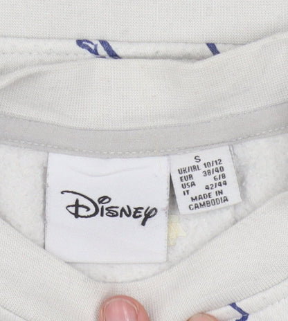 Disney Womens White Stitch Print Pullover Sweatshirt Size 10/12