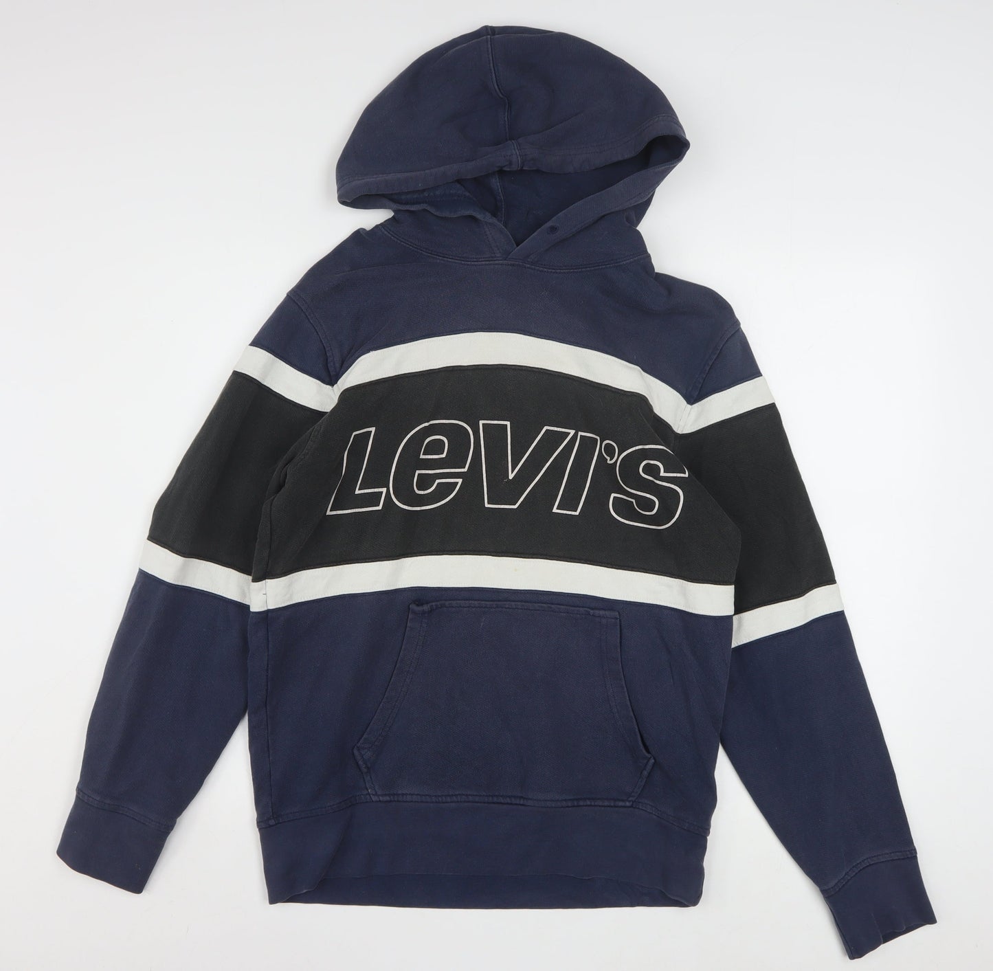 Levi's Men's Blue Pullover Hoodie Small Logo Graphic Cotton