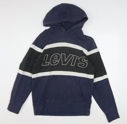 Levi's Men's Blue Pullover Hoodie Small Logo Graphic Cotton