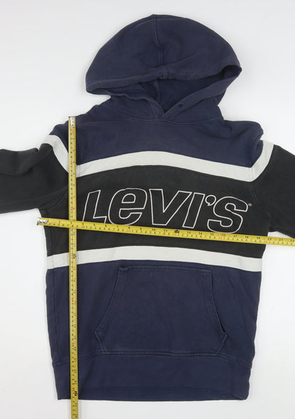 Levi's Men's Blue Pullover Hoodie Small Logo Graphic Cotton