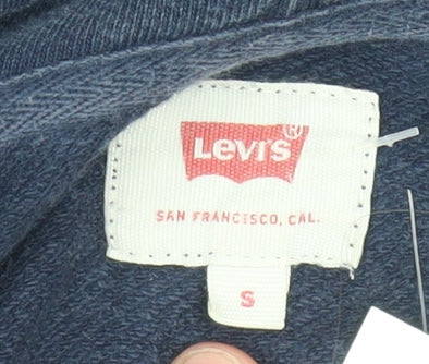 Levi's Men's Blue Pullover Hoodie Small Logo Graphic Cotton