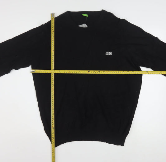Hugo Boss Men’s Black 2XL Crew Neck Cotton Pullover Jumper