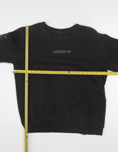 Adidas Boys Black XL Crew Neck Pullover Sweatshirt with Logo Sleeves