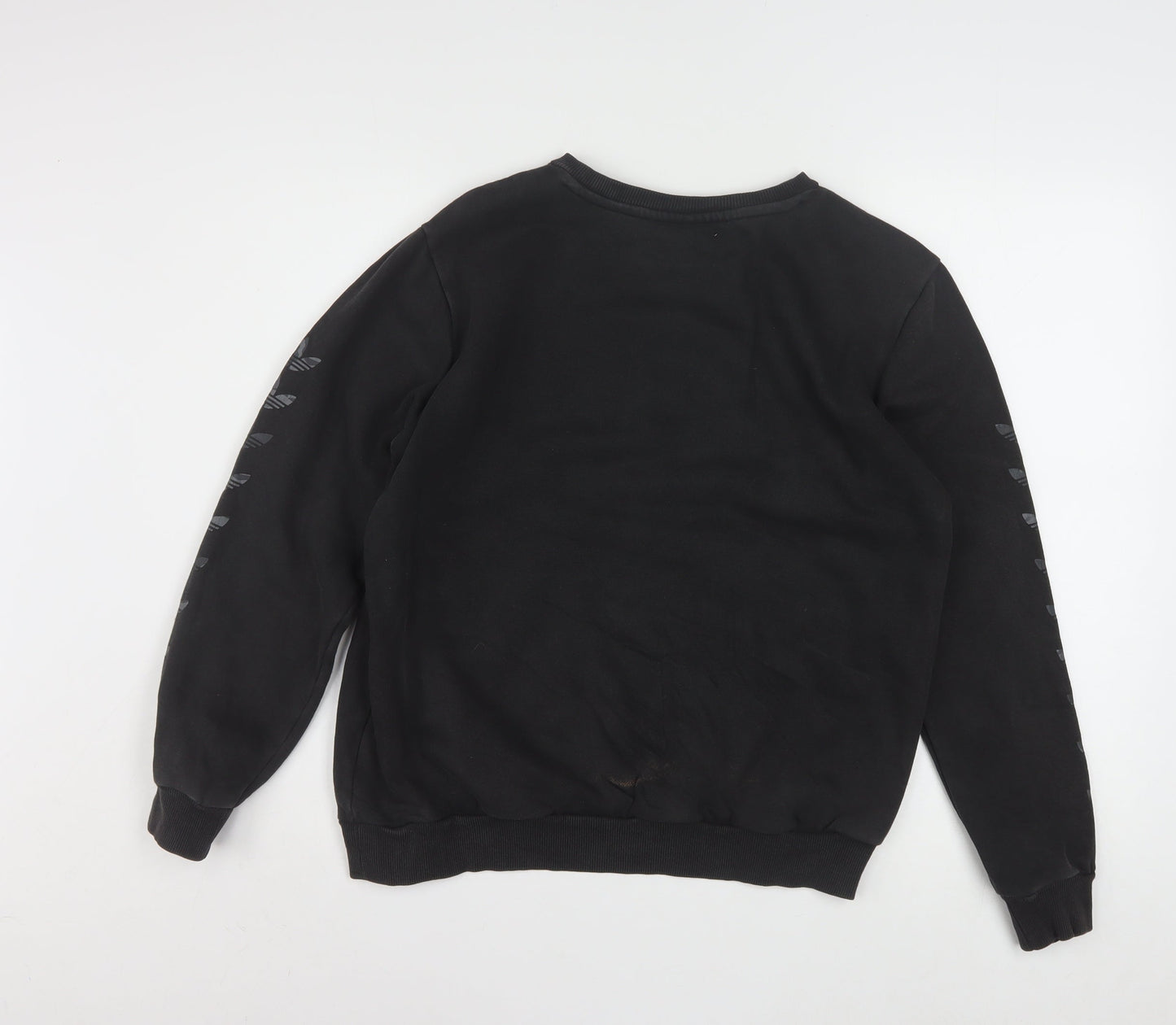 Adidas Boys Black XL Crew Neck Pullover Sweatshirt with Logo Sleeves