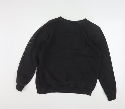 Adidas Boys Black XL Crew Neck Pullover Sweatshirt with Logo Sleeves