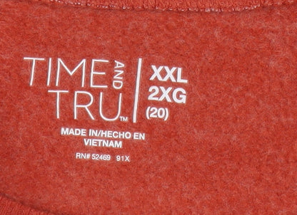 Time and Tru Women's Spiced Cider Orange Pullover Sweatshirt Size 20 XXL Cotton Blend