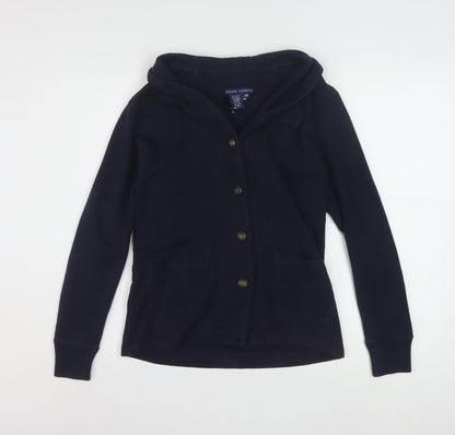 Ralph Lauren Women's Blue Hooded Button Cardigan XS