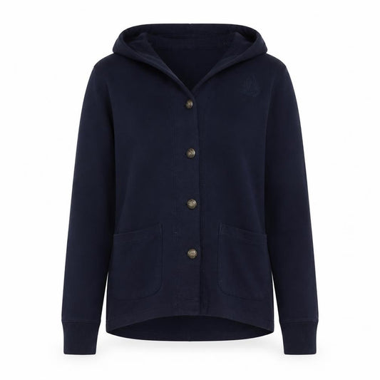 Ralph Lauren Women's Blue Hooded Button Cardigan XS