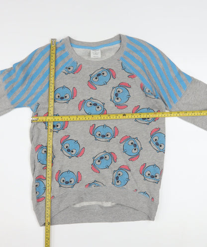 Disney Store Women’s Grey Stitch Pullover Sweatshirt XS Cotton Blend
