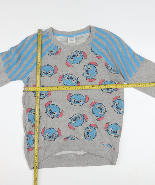 Disney Store Women’s Grey Stitch Pullover Sweatshirt XS Cotton Blend