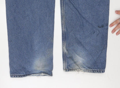 Carhartt Men's Blue 34x36 Relaxed Fit Work Jeans Denim Straight Leg
