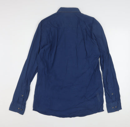 Hugo Boss Men's Blue Long Sleeve Button-Up Shirt Size M